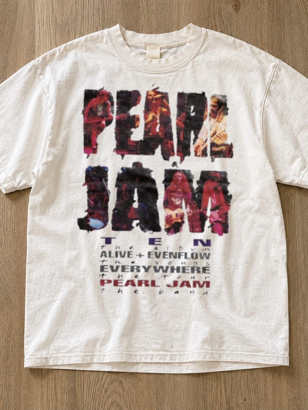 Gildan Pearl White Graphic Band Tee with Fire Print